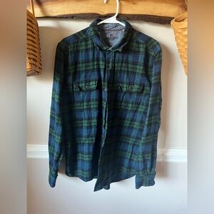 WOOLRICH Black Watch Blackwatch Plaid Tartan Flannel Button Up Shirt L